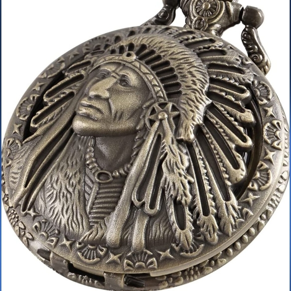 New beautiful Native warrior Chief pocket watch - Picture 3 of 5